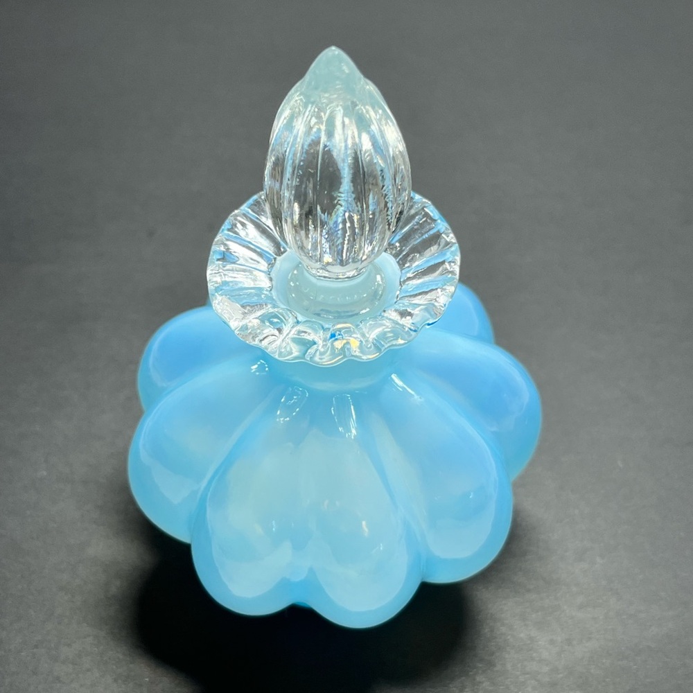 1943 Fenton Cologne Bottle & Stopper,
Blue Overlay - Picture 1 of 10